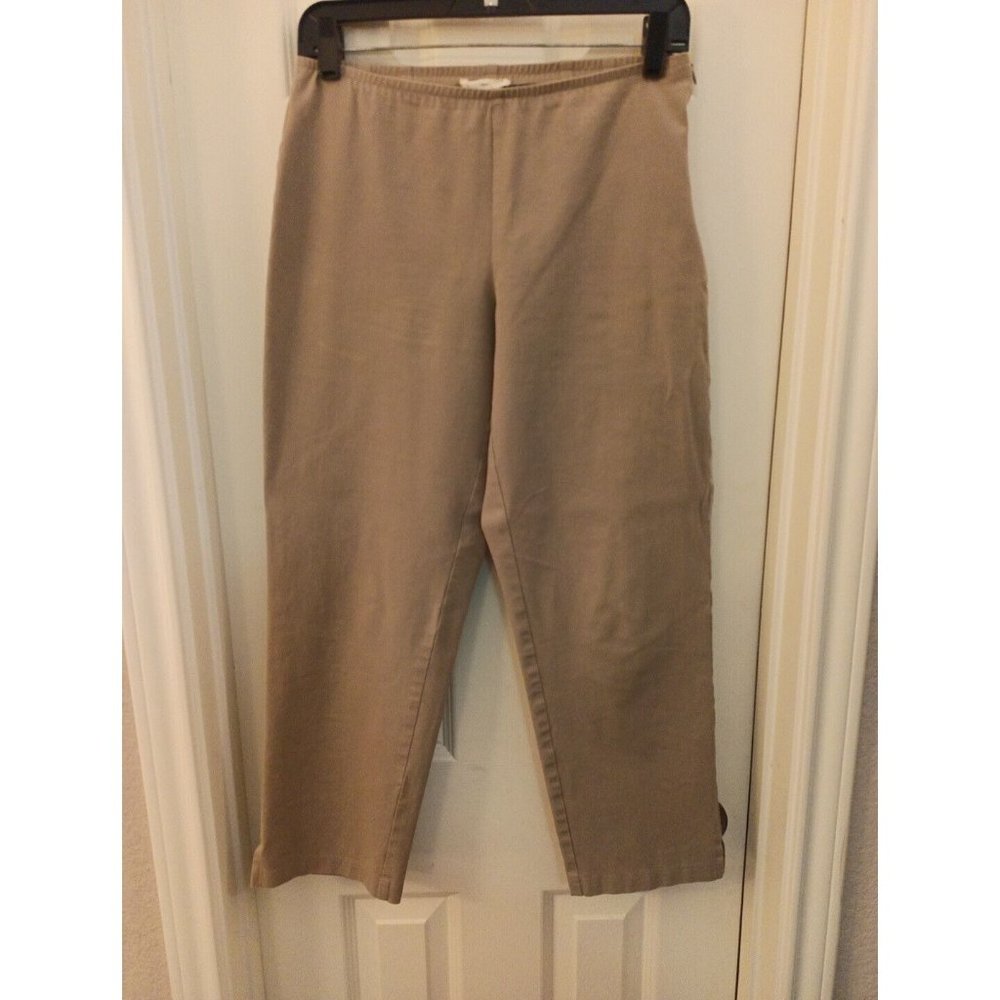 Women's Eileen Fisher Beige Cropped Stretchy Everyday Wear Pants Size Small
